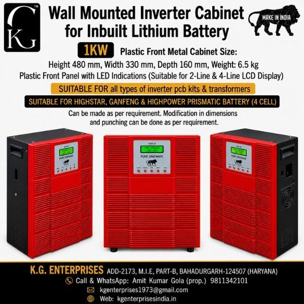 PLASTIC FRONT INVERTER CABINET-WALLMOUNT-1KW - RED / BLACK