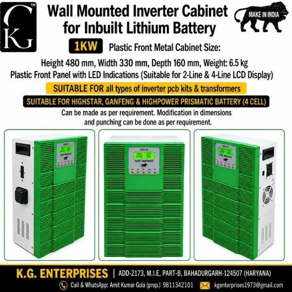 WALL-MOUNTED INVERTER CABINET (SOLAR) 12VOLT 100 AH-1KW - GREEN/WHITE