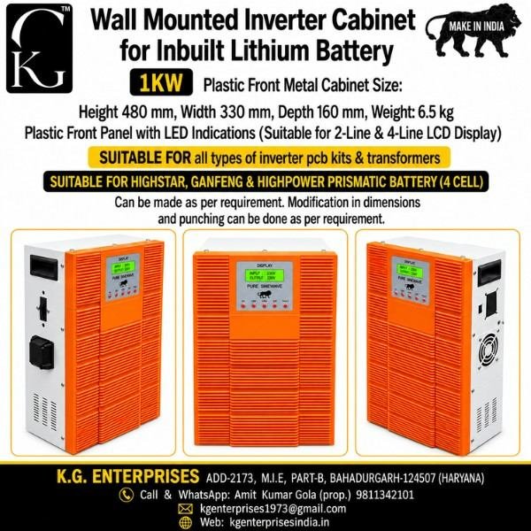 WALL-MOUNTED INVERTER CABINET (SOLAR) 12VOLT 100 AH-1KW - ORANGE / WHITE